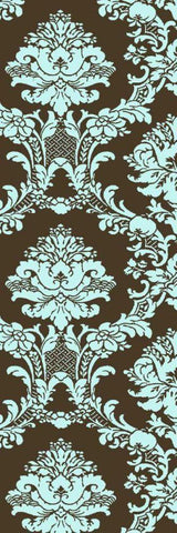 Small Vivid Damask in Blue I Black Ornate Wood Framed Art Print with Double Matting by Vision Studio