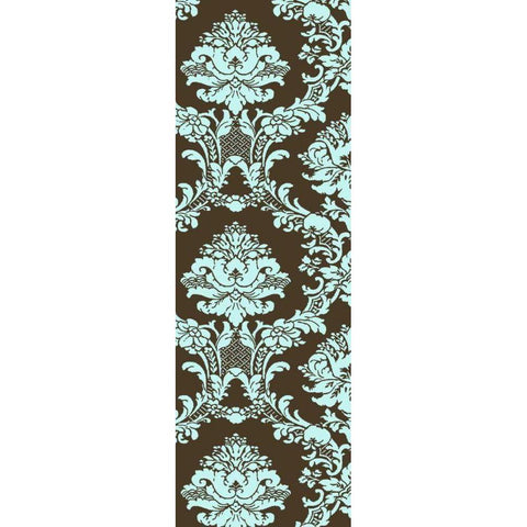 Small Vivid Damask in Blue I Black Modern Wood Framed Art Print with Double Matting by Vision Studio