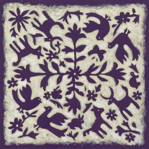 Folk Story in Purple Black Ornate Wood Framed Art Print with Double Matting by Zarris, Chariklia