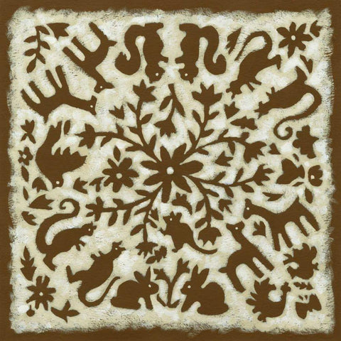 Folk Story in Brown Black Ornate Wood Framed Art Print with Double Matting by Zarris, Chariklia