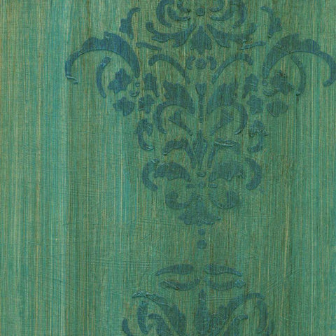 Verdigris Damask II Black Ornate Wood Framed Art Print with Double Matting by Holland, J.