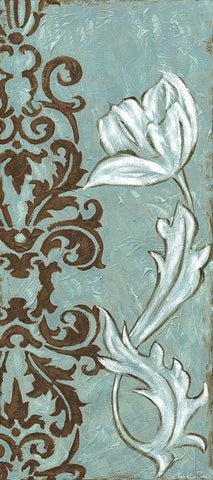 Floral and Damask II White Modern Wood Framed Art Print with Double Matting by Zarris, Chariklia