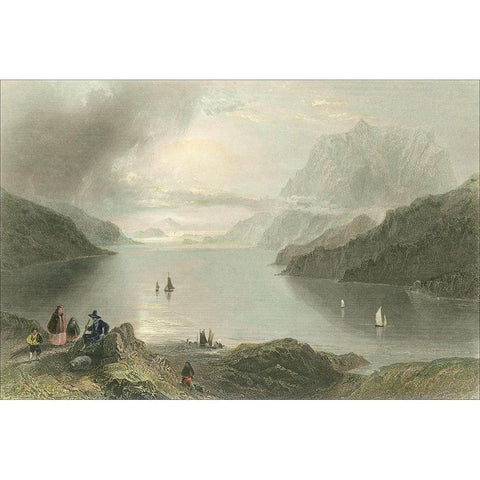 Pastoral Riverscape IV Gold Ornate Wood Framed Art Print with Double Matting by Bartlett, William H.
