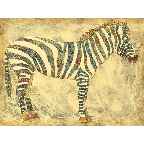Royal Zebra Gold Ornate Wood Framed Art Print with Double Matting by Zarris, Chariklia
