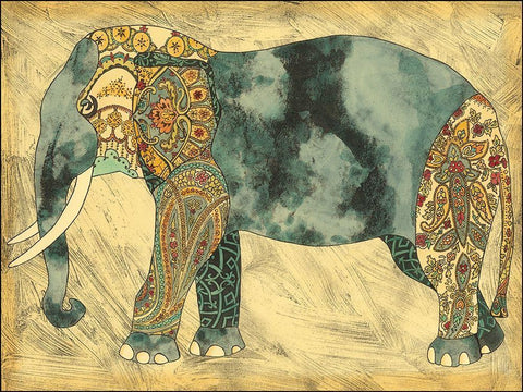 Royal Elephant Black Ornate Wood Framed Art Print with Double Matting by Zarris, Chariklia