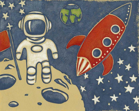 Space Explorer I Black Ornate Wood Framed Art Print with Double Matting by Zarris, Chariklia
