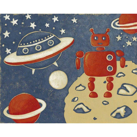 Space Explorer II Black Modern Wood Framed Art Print by Zarris, Chariklia