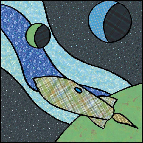 Patchwork Planets I Black Modern Wood Framed Art Print by Swinford, Charles