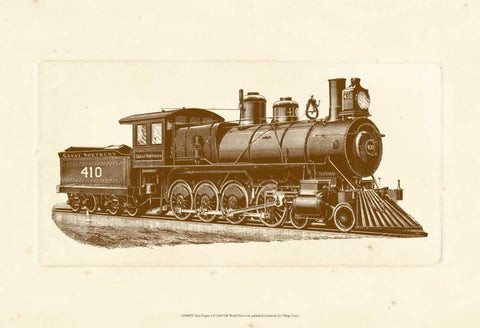 Train Engine I Black Ornate Wood Framed Art Print with Double Matting by Unknown