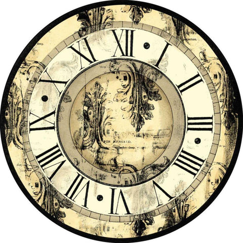 Small Aged Elegance Clock Black Ornate Wood Framed Art Print with Double Matting by Vision Studio