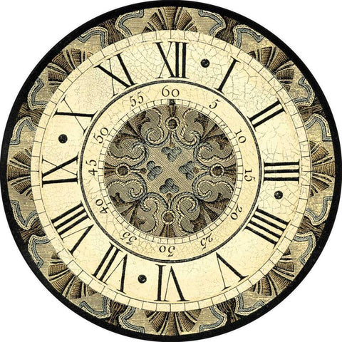 Small Vintage Motif Clock Black Ornate Wood Framed Art Print with Double Matting by Vision Studio