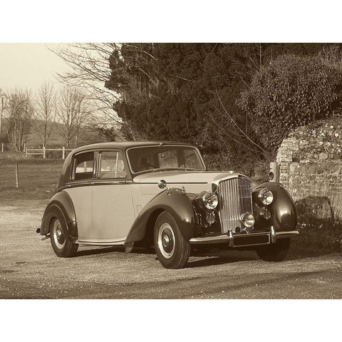 Vintage Cars III White Modern Wood Framed Art Print by Vision Studio