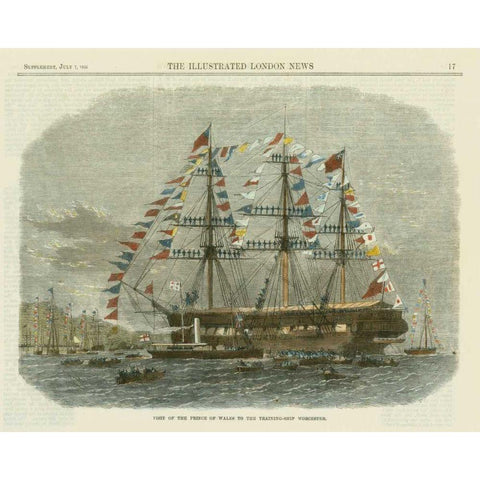 Antique Clipper Ship I White Modern Wood Framed Art Print by Vision Studio