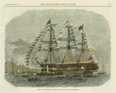 Antique Clipper Ship I White Modern Wood Framed Art Print with Double Matting by Vision Studio