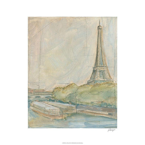 View of Paris II Black Modern Wood Framed Art Print with Double Matting by Harper, Ethan