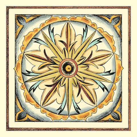 Crackled Cloisonne Tile I Black Ornate Wood Framed Art Print with Double Matting by Zarris, Chariklia