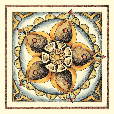 Crackled Cloisonne Tile V Black Modern Wood Framed Art Print with Double Matting by Zarris, Chariklia