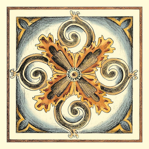 Crackled Cloisonne Tile VI White Modern Wood Framed Art Print with Double Matting by Zarris, Chariklia