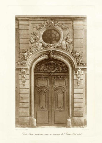 Ornamental Door I Black Ornate Wood Framed Art Print with Double Matting by Lambert, Marcel