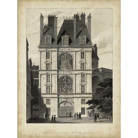 Fontainbleau, Porte Doree Black Modern Wood Framed Art Print with Double Matting by Pugin, A.
