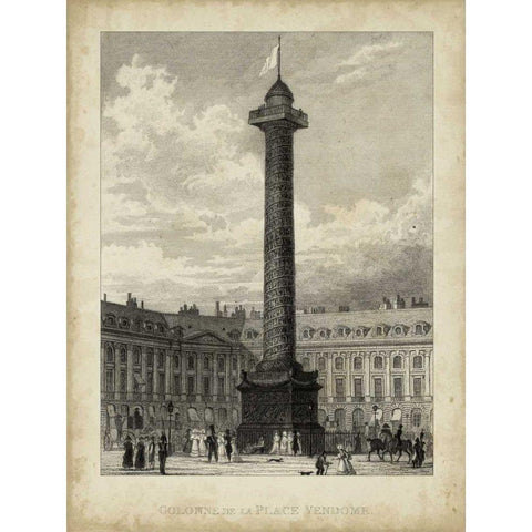 Colonne de la Place Vendome Black Modern Wood Framed Art Print with Double Matting by Pugin, A.