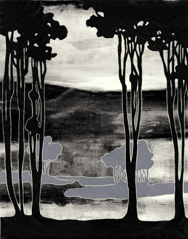 Nouveau Landscape I White Modern Wood Framed Art Print with Double Matting by Goldberger, Jennifer