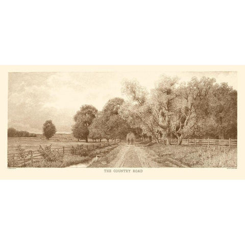 The Country Road Sepia Black Modern Wood Framed Art Print by Eaton, C. Harry