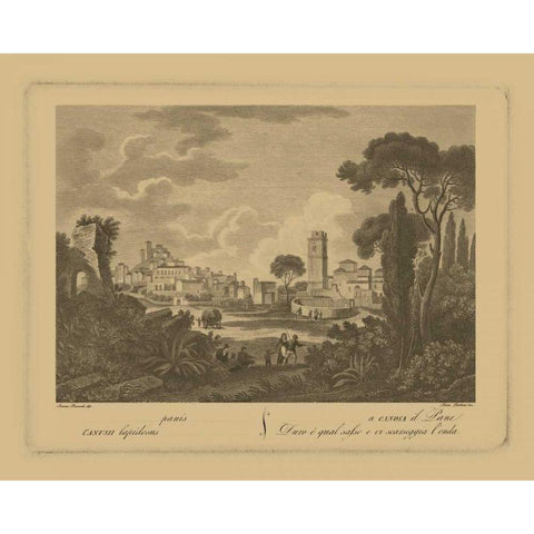 Italian Landscape I Black Modern Wood Framed Art Print with Double Matting by Vision Studio