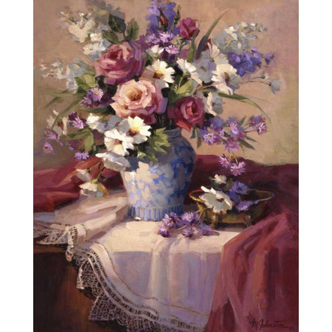 Spring Fling Black Modern Wood Framed Art Print with Double Matting by Johnston, Maxine