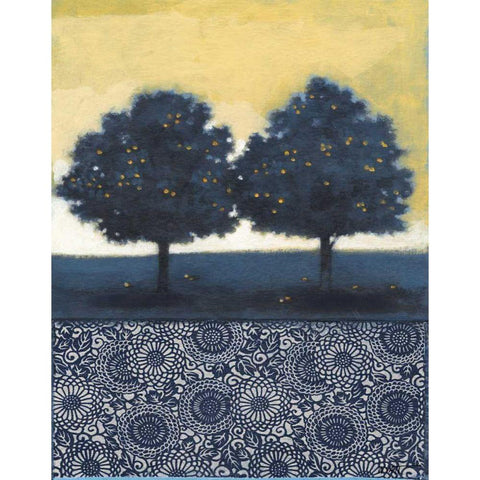 Blue Lemon Tree II Gold Ornate Wood Framed Art Print with Double Matting by Wyatt Jr., Norman