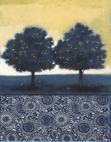 Blue Lemon Tree II Black Ornate Wood Framed Art Print with Double Matting by Wyatt Jr., Norman