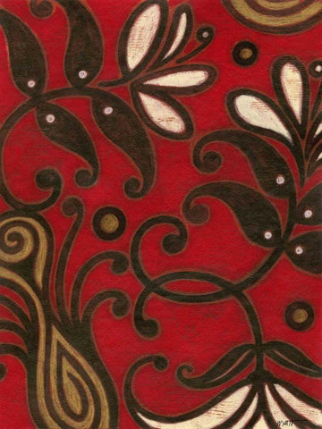 Scarlet Textile II Black Ornate Wood Framed Art Print with Double Matting by Wyatt Jr., Norman