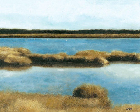 Wet Lands II White Modern Wood Framed Art Print with Double Matting by Wyatt Jr., Norman