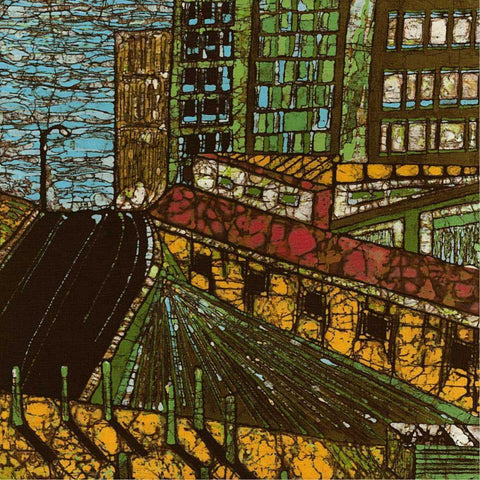 City One Black Modern Wood Framed Art Print with Double Matting by Davis, Andrea