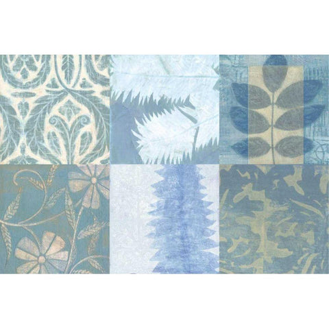 Blue Textures I Black Modern Wood Framed Art Print with Double Matting by Vision Studio