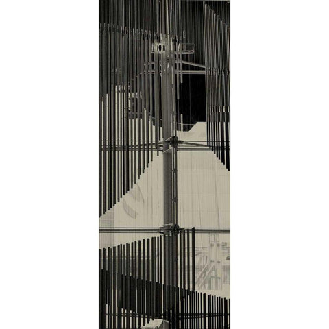 City View V Black Modern Wood Framed Art Print with Double Matting by Ling, Tang