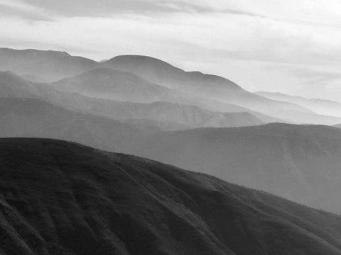 Mountains and Haze II White Modern Wood Framed Art Print with Double Matting by Christensen, Jim