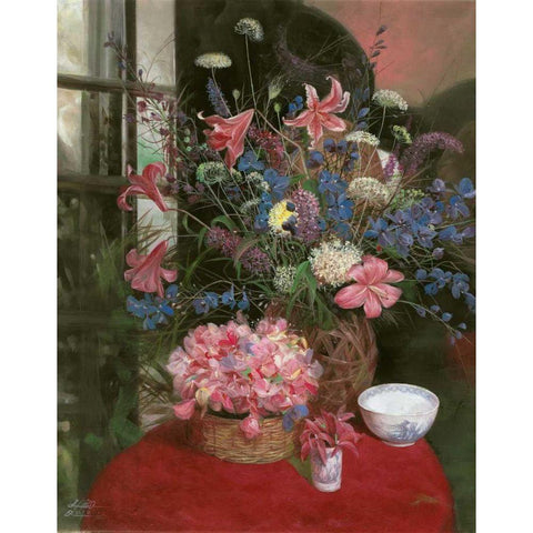 Floral Still Life I White Modern Wood Framed Art Print by Bo, Li