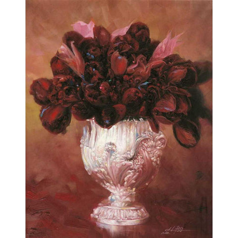 Floral Still Life II White Modern Wood Framed Art Print by Bo, Li