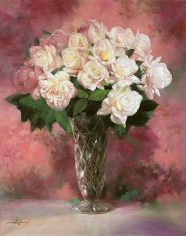 Floral Still Life III Black Ornate Wood Framed Art Print with Double Matting by Bo, Li