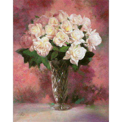 Floral Still Life III White Modern Wood Framed Art Print by Bo, Li