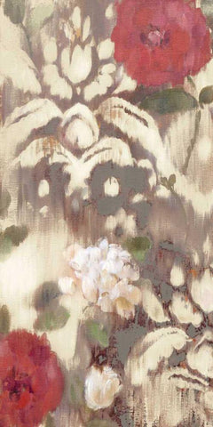 Ikat Rose I Black Ornate Wood Framed Art Print with Double Matting by Cohen, Marietta
