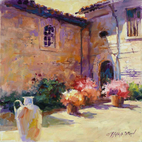 Umbrian Sunlight Gold Ornate Wood Framed Art Print with Double Matting by Pollard, Julie G.