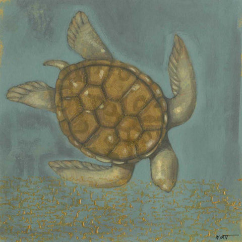 Sea Turtle I Black Ornate Wood Framed Art Print with Double Matting by Wyatt Jr., Norman