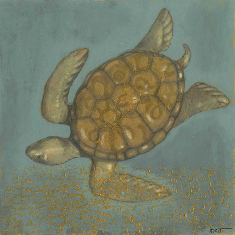 Sea Turtle II Black Ornate Wood Framed Art Print with Double Matting by Wyatt Jr., Norman