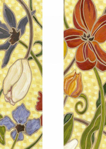 Mini Sunny Garden I (2-Up) Black Ornate Wood Framed Art Print with Double Matting by Deans, Karen