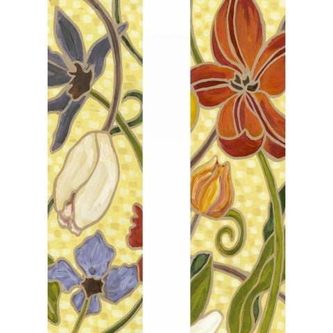Mini Sunny Garden I (2-Up) Black Modern Wood Framed Art Print with Double Matting by Deans, Karen
