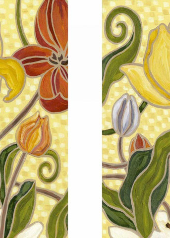Mini Sunny Garden II (2-Up) Black Ornate Wood Framed Art Print with Double Matting by Deans, Karen