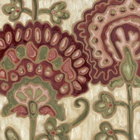 Romantic Chintz I Black Ornate Wood Framed Art Print with Double Matting by Deans, Karen