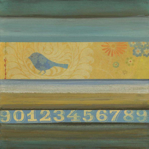Blue Bird Black Ornate Wood Framed Art Print with Double Matting by Green-Aldridge, W.